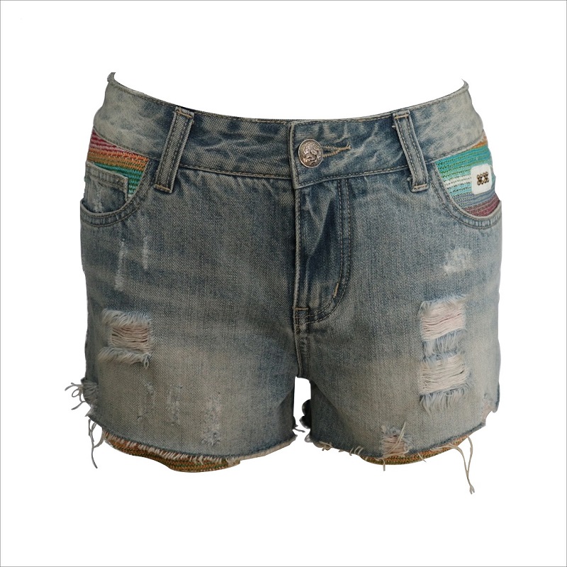 ładny design rip denim short WS001