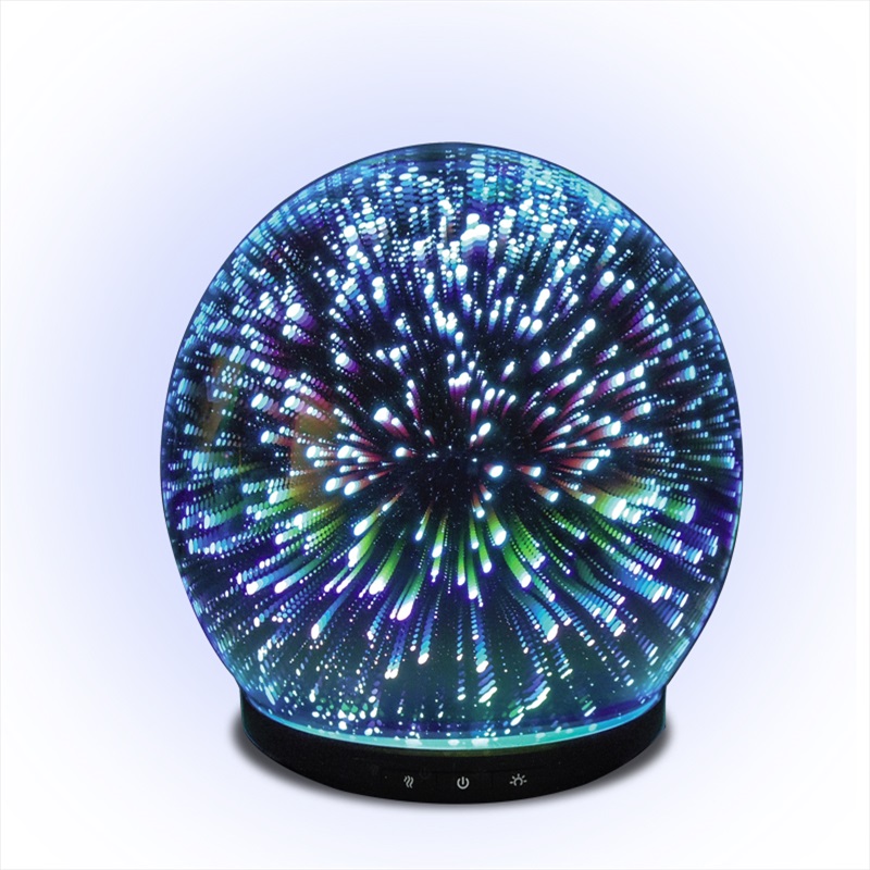 Tęczowy ultradźwiękowy elektroniczny dyfuzor aromatu w kształcie kuli szklanej 3D