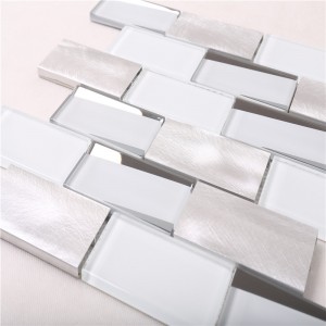 HMB12 New Arrival Super White Glass Metalowa mozaika 12x12 premium do kuchni