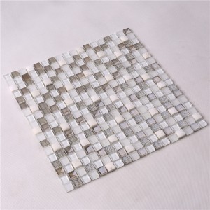HK61 Biała mieszanka szarych porcelanowych szklanych płytek mozaikowych do salonu