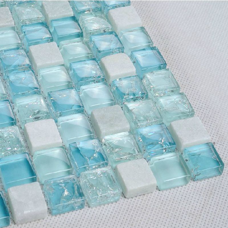 Pure Blue Ice Crackle Sea Glass Unikalne Broken Mosaic Sauna Spa Łazienka Tile For Sale