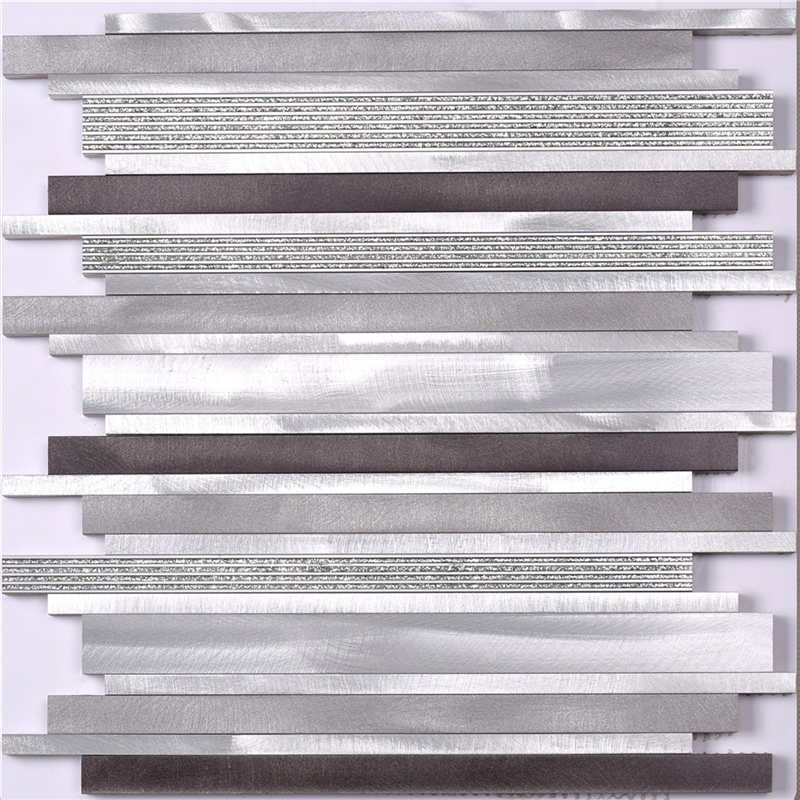 Liniowy aluminiowy mix Szklana mozaika naścienna