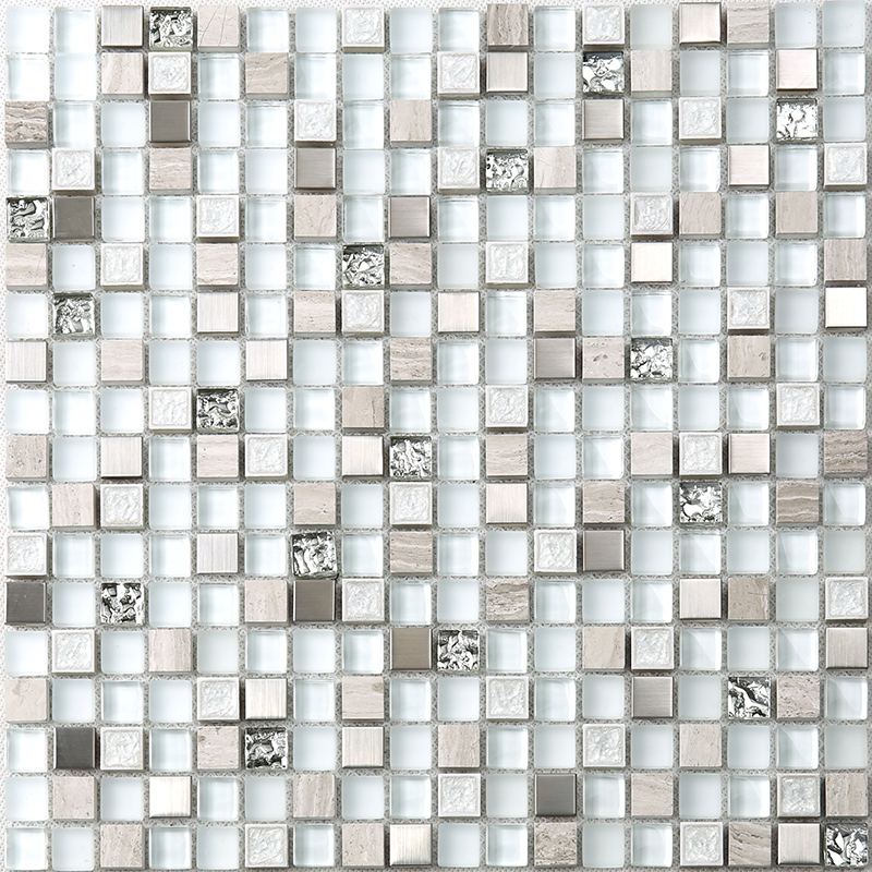 Super białe szkło mieszane kamienne płytki mozaiki metra do ściany łazienki