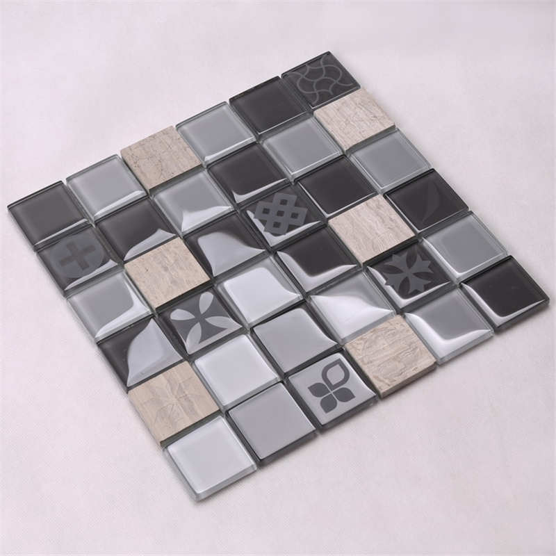 HSP08 Bathroom Dark Grey Sand Blast Wykończona marmurem Mix Mix Glass Mosaic