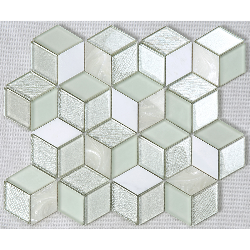 Efekt 3D Kryształ Hexagon Mozaika Szklana Biała Kuchnia Backsplash Blat Dekoracyjny Płytka