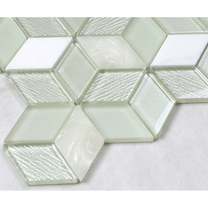 Efekt 3D Kryształ Hexagon Mozaika Szklana Biała Kuchnia Backsplash Blat Dekoracyjny Płytka