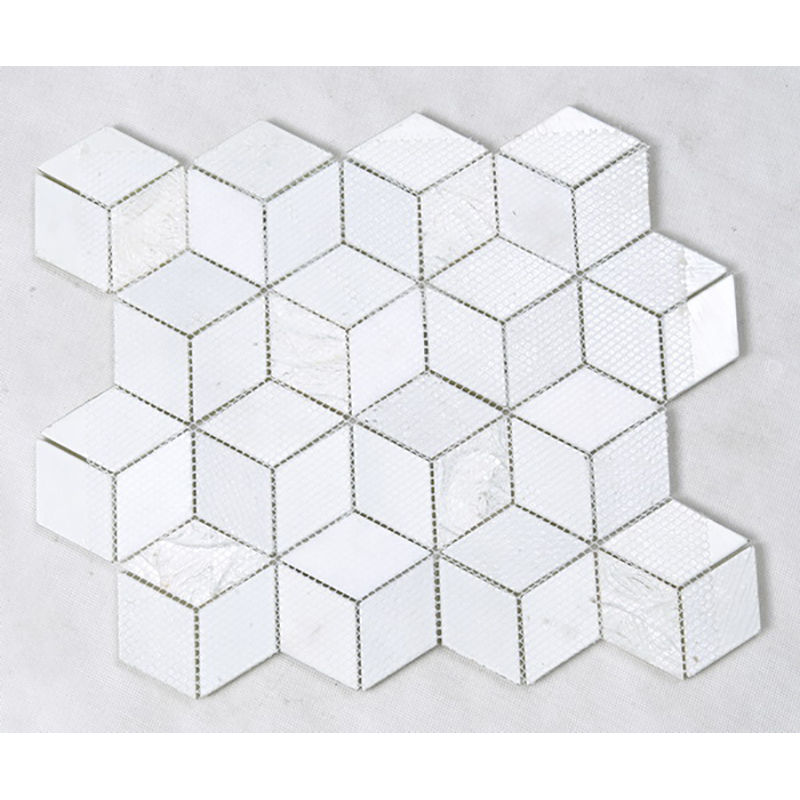 Efekt 3D Kryształ Hexagon Mozaika Szklana Biała Kuchnia Backsplash Blat Dekoracyjny Płytka