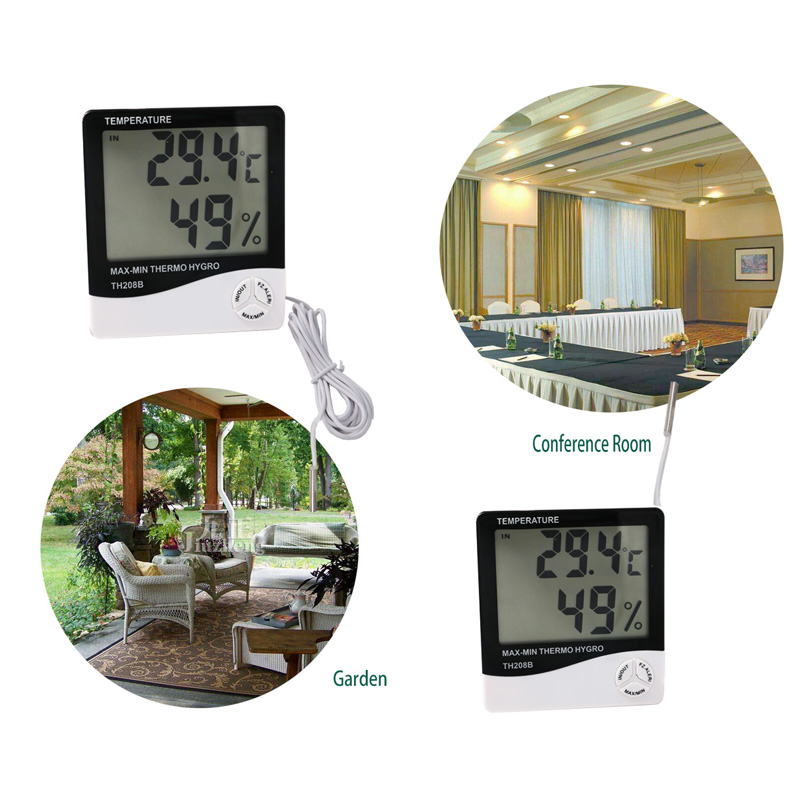 Wysoka precyzja Cena fabryczna Alarm dźwiękowy LCD Termometr higrometr z czujnikiem zewnętrznym