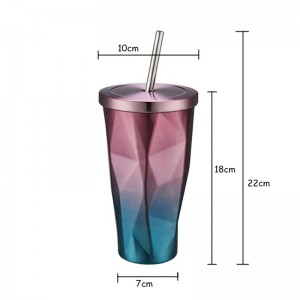 16oz kubek podróżny | Kubki ze stali nierdzewnej kolby izolowane kubek kawy kubek lodu samochód kubek herbaty z słomki butelki do picia