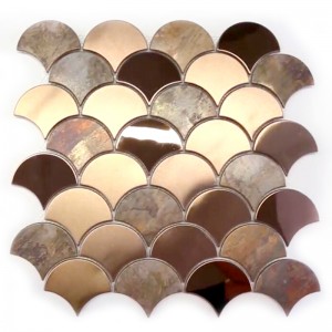 Piękna mosiężna mozaika w kolorze rybiej mozaiki Antyczny brąz Lustro Miedź Mozaika