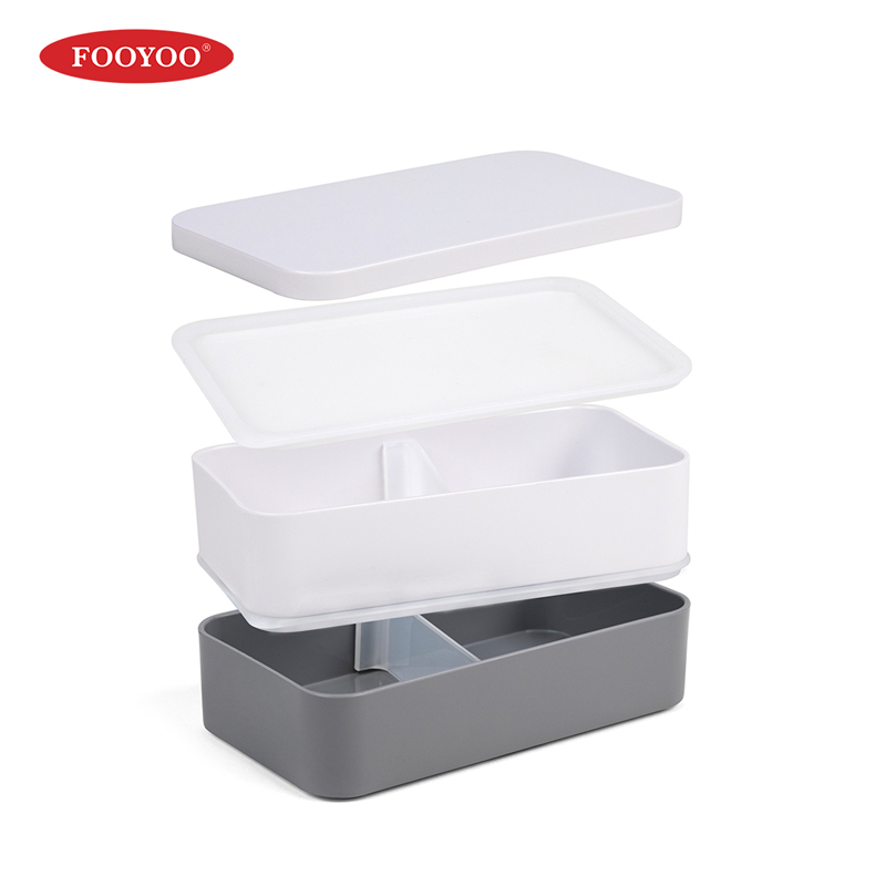 Dwupoziomowe plastikowe przenośne pojemniki do przygotowywania posiłków Bento Lunch Box dla dzieci