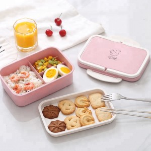 Przenośne ekologiczne słomka pszenna bez BPA i PP z 3 przegródkami dla dzieci Bento Lunch Box