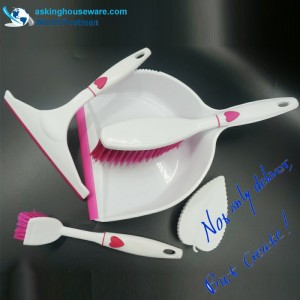 Akbrand z dekoracją w kształcie serca Szczotka do szufli Szczotka do miotły Szczotka do szorowania Szczotka do mycia naczyń Szczotka do czyszczenia 4w1 Zestaw narzędzi do czyszczenia