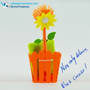 Akbrand Szczotka do czyszczenia kuchni i zestaw wiader do przechowywania z przyssawkami i gąbką do czyszczenia