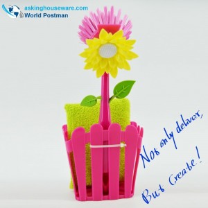 Akbrand Szczotka do czyszczenia kuchni i zestaw wiader do przechowywania z przyssawkami i gąbką do czyszczenia