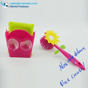 Akbrand Szczotka do czyszczenia kuchni i zestaw wiader do przechowywania z przyssawkami i gąbką do czyszczenia