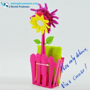 Akbrand Zestaw do czyszczenia kuchni - miotełka i wiaderko z przyssawkami i gąbką do czyszczenia