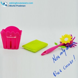 Akbrand Zestaw do czyszczenia kuchni - miotełka i wiaderko z przyssawkami i gąbką do czyszczenia