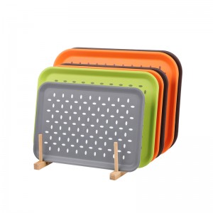 Prostokątna gumowa taca do serwowania z gumowym uchwytem, ​​biała