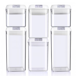 6-częściowy, nieprzepuszczający BPA, plastikowy, hermetyczny pojemnik do przechowywania zbóż