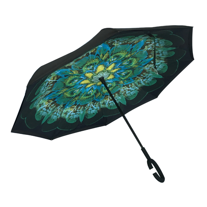 Parasol samochodowy 2019 promocyjny Double Layers Custom Printing odwrotny parasol z kwiatkiem