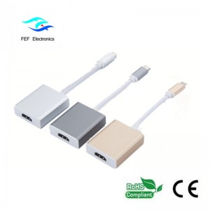 Konwerter USB typu c na HDMI żeński w metalowej obudowie Kod: FEF-USBIC-006