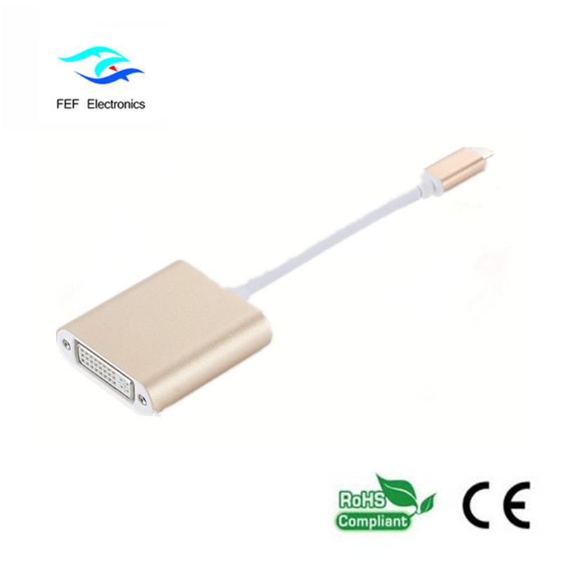 Konwerter żeński USB TYPE-C na DVI Obudowa ABS Kod: FEF-USBIC-003