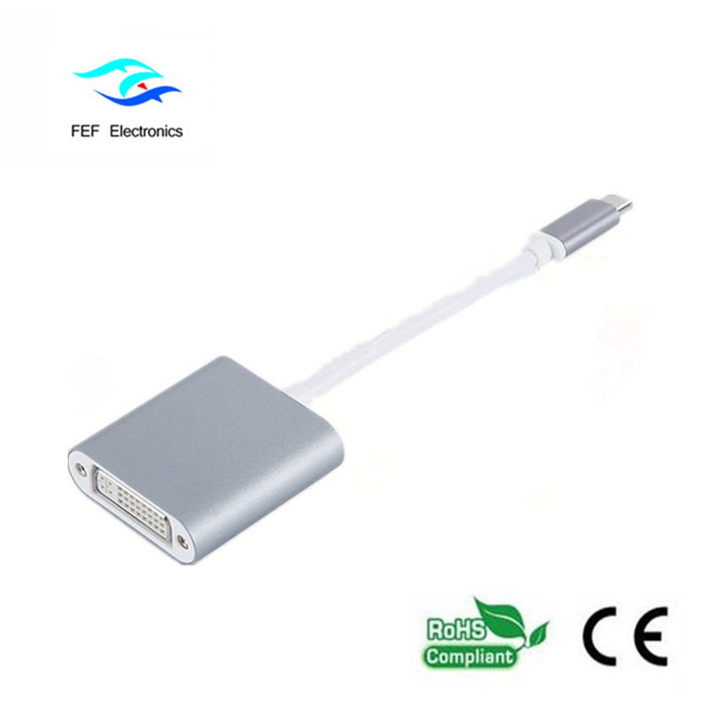 Konwerter żeński USB TYPE-C na DVI Obudowa ABS Kod: FEF-USBIC-003