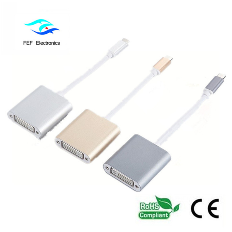 Konwerter żeński USB TYPE-C na DVI Obudowa ABS Kod: FEF-USBIC-003