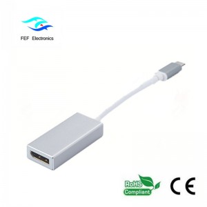 Konwerter USB TYPE-C na Displayport żeński Metalowa obudowa Kod: FEF-USBIC-004