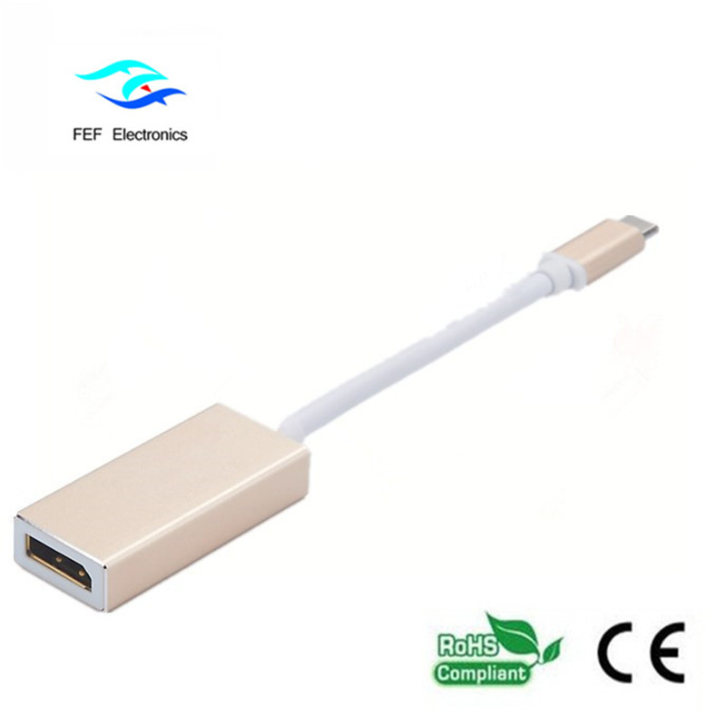 Konwerter USB TYPE-C na Displayport żeński Metalowa obudowa Kod: FEF-USBIC-004