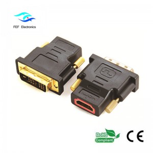 Męski adapter DVI (18 + 1) na HDMI żeński złocony / niklowany Kod: FEF-HD-002