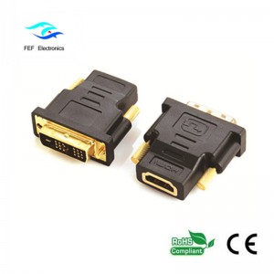 Męski adapter DVI (18 + 1) na HDMI żeński złocony / niklowany Kod: FEF-HD-002