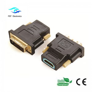 Męski adapter DVI (18 + 1) na HDMI żeński złocony / niklowany Kod: FEF-HD-002
