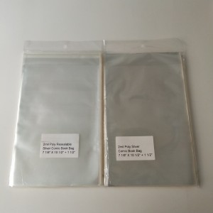 Krystalicznie czysta, 2-mililitrowa, wielokrotnie zamykana, srebrna torba z komiksu