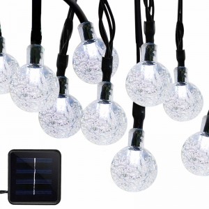lampa solarna ciąg 50 LED bąbelkowa kula kryształowa 7 m / 23 ft 8 tryb Świąteczne lampki choinkowe odpowiednie na zewnątrz Świąteczny krajobraz ogród dziedziniec rodzinny urlop ścieżka trawnik przyjęcie zdobione białe świa...