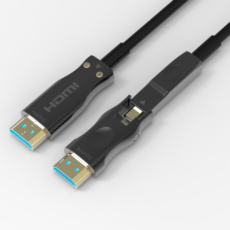 Odłączany kabel światłowodowy HDMI Obsługa 4K 60 Hz 18 Gb / s High Speed, z podwójnym Micro HDMI i standardowymi złączami HDMI