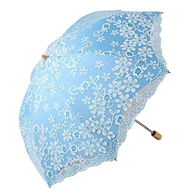 Produkuje parasole Koronkowy brzeg z tkaniną 190T 3-krotnie ręcznie otwierany marketingowy parasol