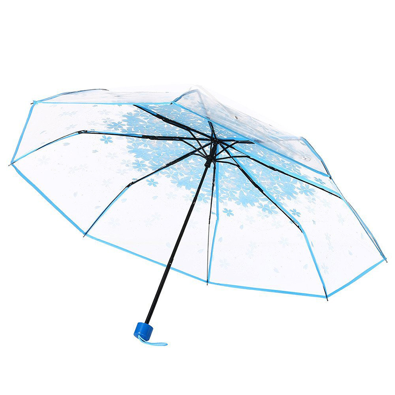 POE materiał transparentny promocyjny parasol składany 3-krotnie manualny