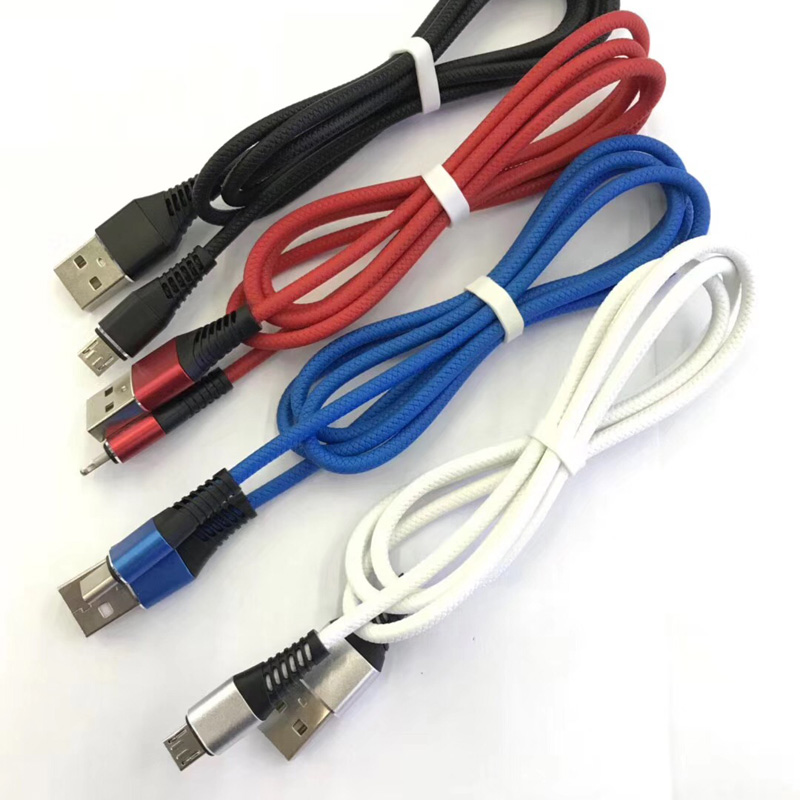 Okrągła aluminiowa obudowa szybkiego ładowania TPE Elastyczny, gięty kabel danych USB do micro USB, typu C, błyskawica do ładowania i synchronizacji iPhone'a