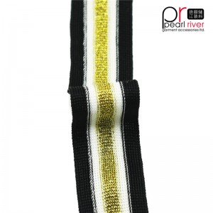 czarno-żółta / biała taśma z wysokiej jakości taśmą ze złotego drutu