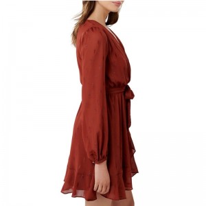 Nowość, damska sukienka w stylu rustykalnym skater z długimi rękawami