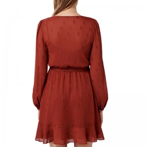 Nowość, damska sukienka w stylu rustykalnym skater z długimi rękawami