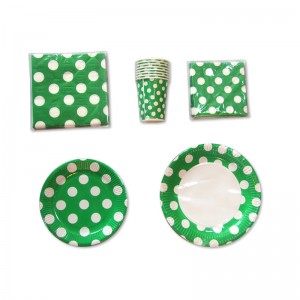 Niska cena papierowych zastaw stołowych, kropki o niestandardowych rozmiarach i zestawy obiadowe w jednolitym kolorze