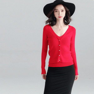 Damski dopasowany Dwuczęściowy kardigan i sweter z kamizelką