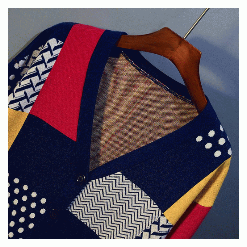 Sweter z dzianiny sweter damski w kontrastowym kolorze 2019 Plus zimowy kontrast