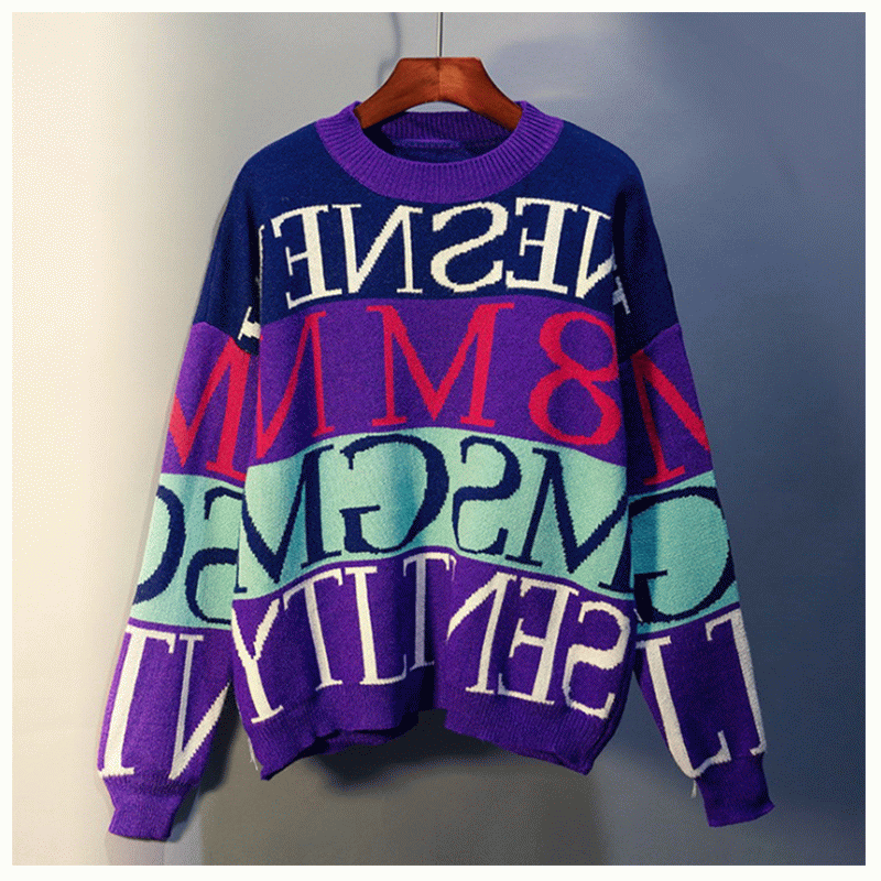 Indywidualna odzież damska luźny sweter z dzianiny w kształcie litery L