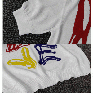 Letni sweter z krótkim rękawem, niestandardowy żakardowa czcionka LOVE 2018