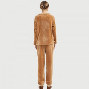 Damska flanelowa piżama z haftowanymi motywami zwierząt