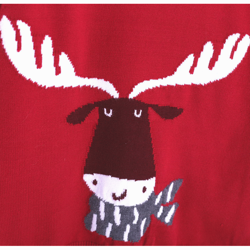 Niestandardowy sweter świąteczny z luźnym, brzydkim świątecznym jeleniem Intarsia